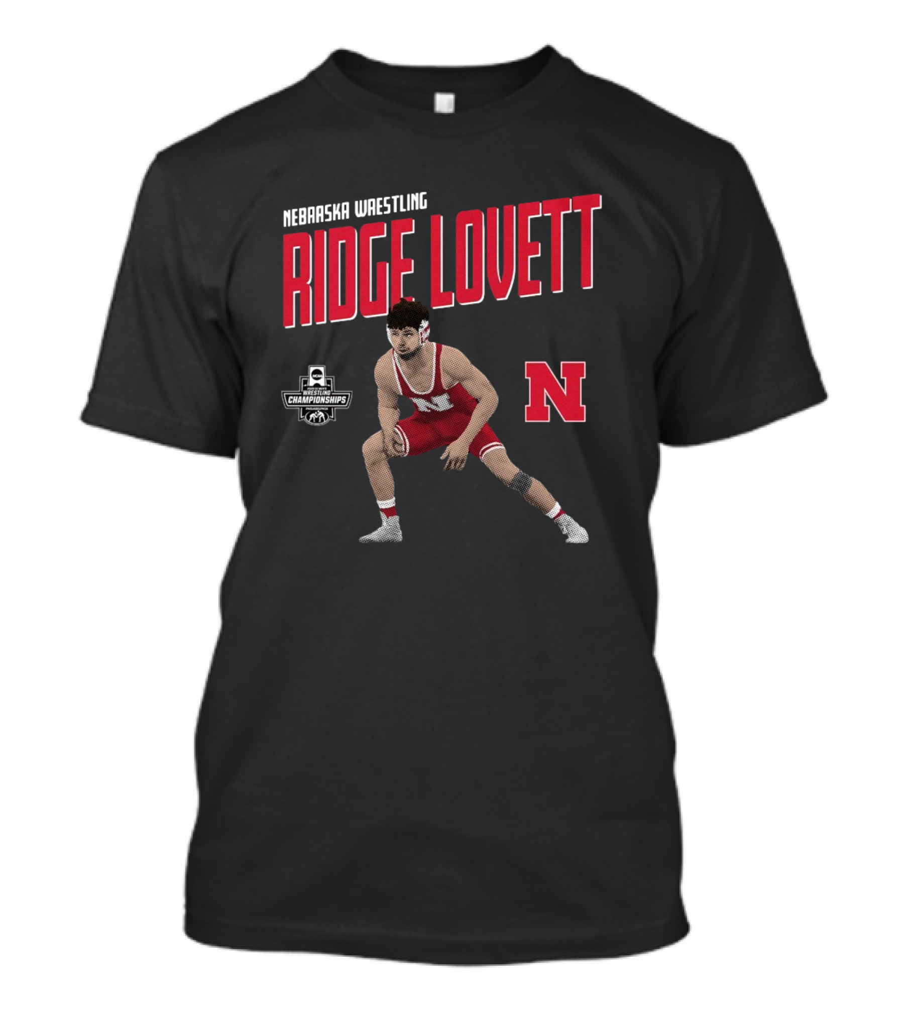 Ridge Lovett Nebraska Wrestling NCAA Championships 2025 Cornhuskers T-Shirt