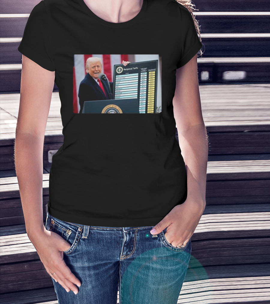 Reciprocal Tariffs Chart 2025 Trump Speech With Presidential Seal T-Shirt