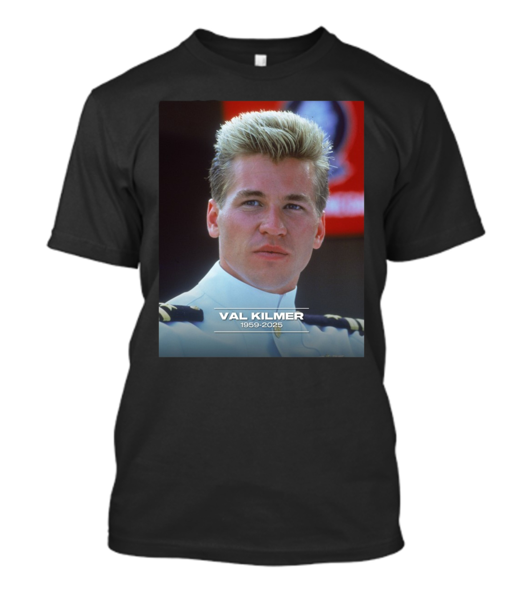 VAL KILMER 1959-2025 White Navy Officer Uniform Portrait T-Shirt