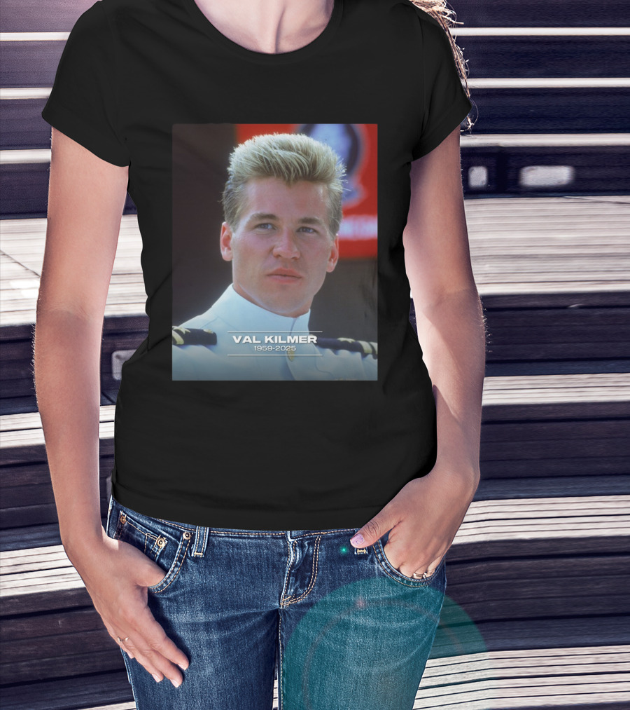 VAL KILMER 1959-2025 White Navy Officer Uniform Portrait T-Shirt