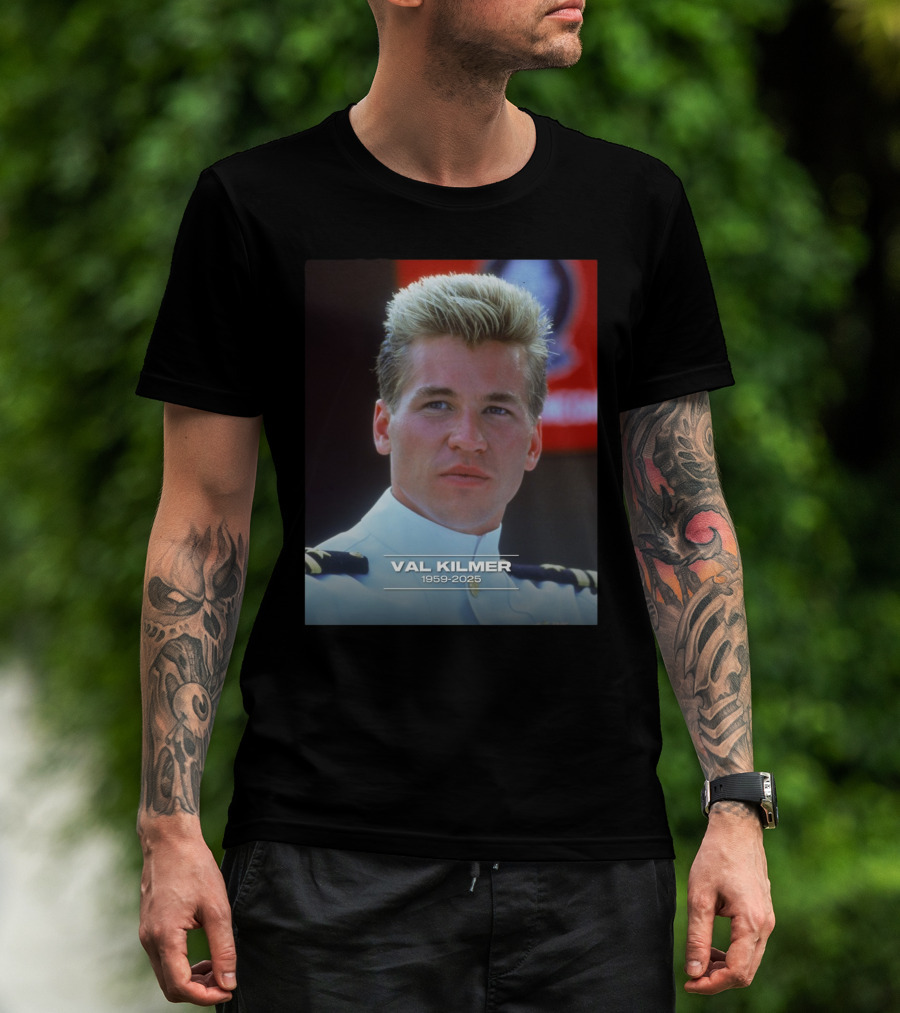VAL KILMER 1959-2025 White Navy Officer Uniform Portrait T-Shirt