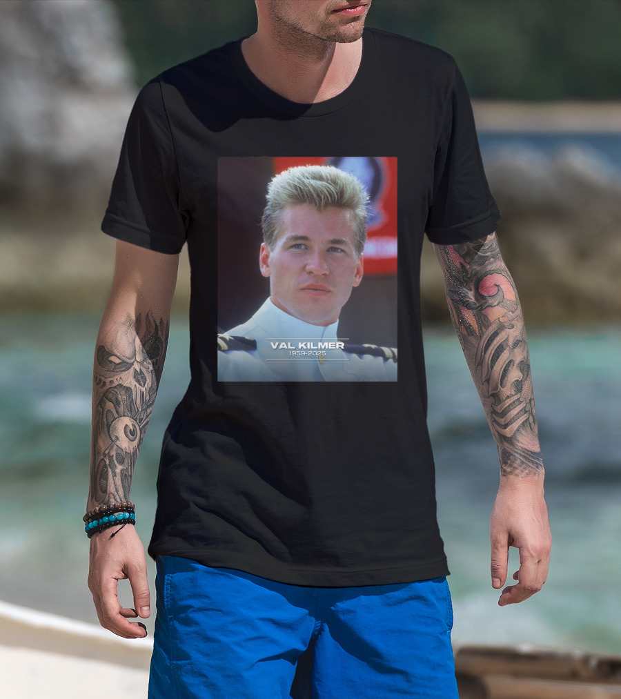 VAL KILMER 1959-2025 White Navy Officer Uniform Portrait T-Shirt
