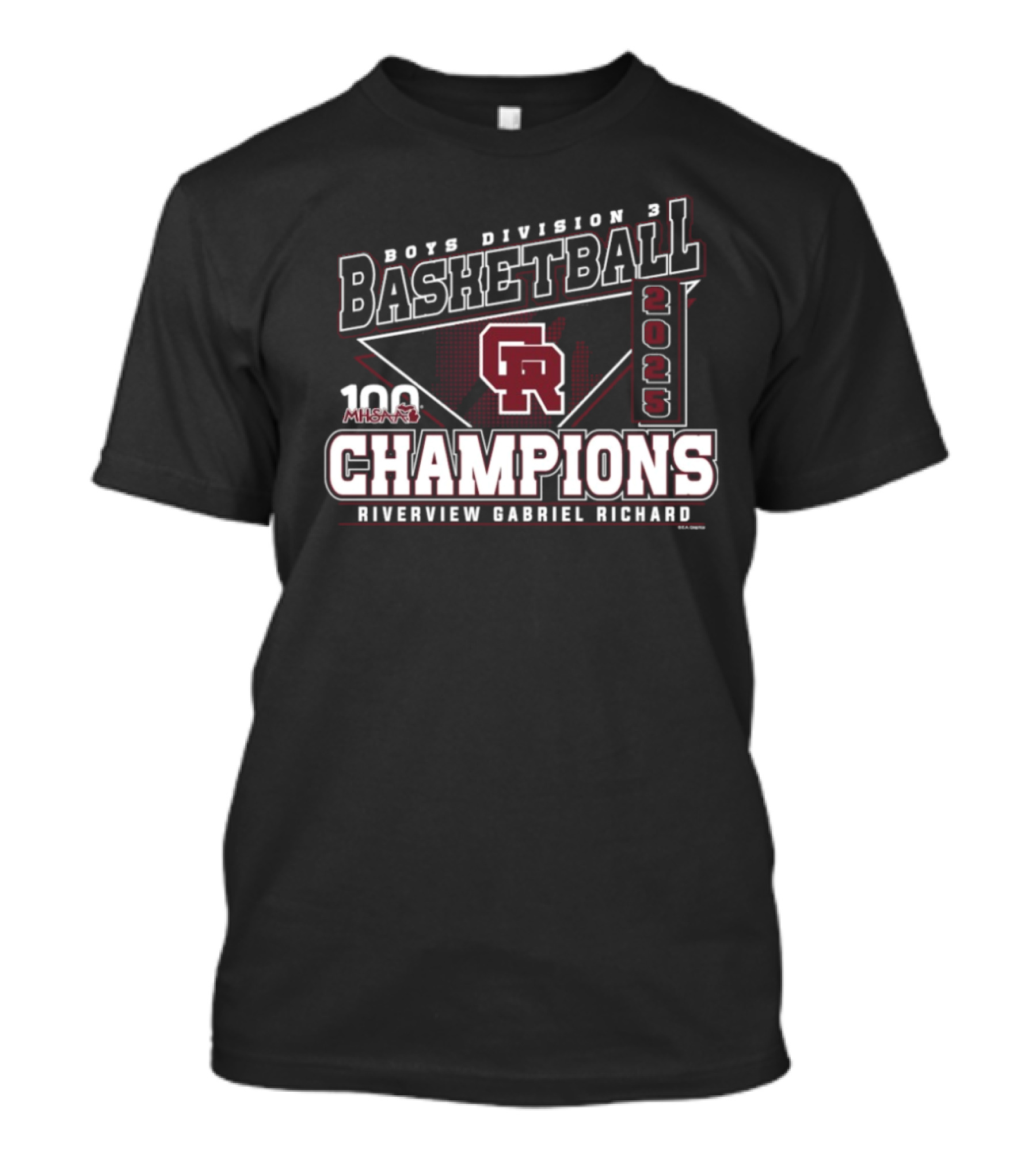 Boys Division 3 Basketball 2025 Champions Riverview Gabriel Richard MHSAA T-Shirt