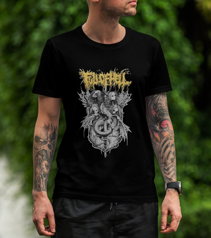 Rob Borbas Grindesign Full Of Hell Serpent And Skulls T-Shirt
