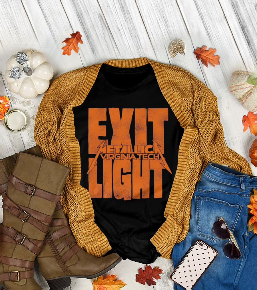 EXIT LIGHT METALLICA VIRGINIA TECH RETRO BRAND MAROON HOKIES T-Shirt