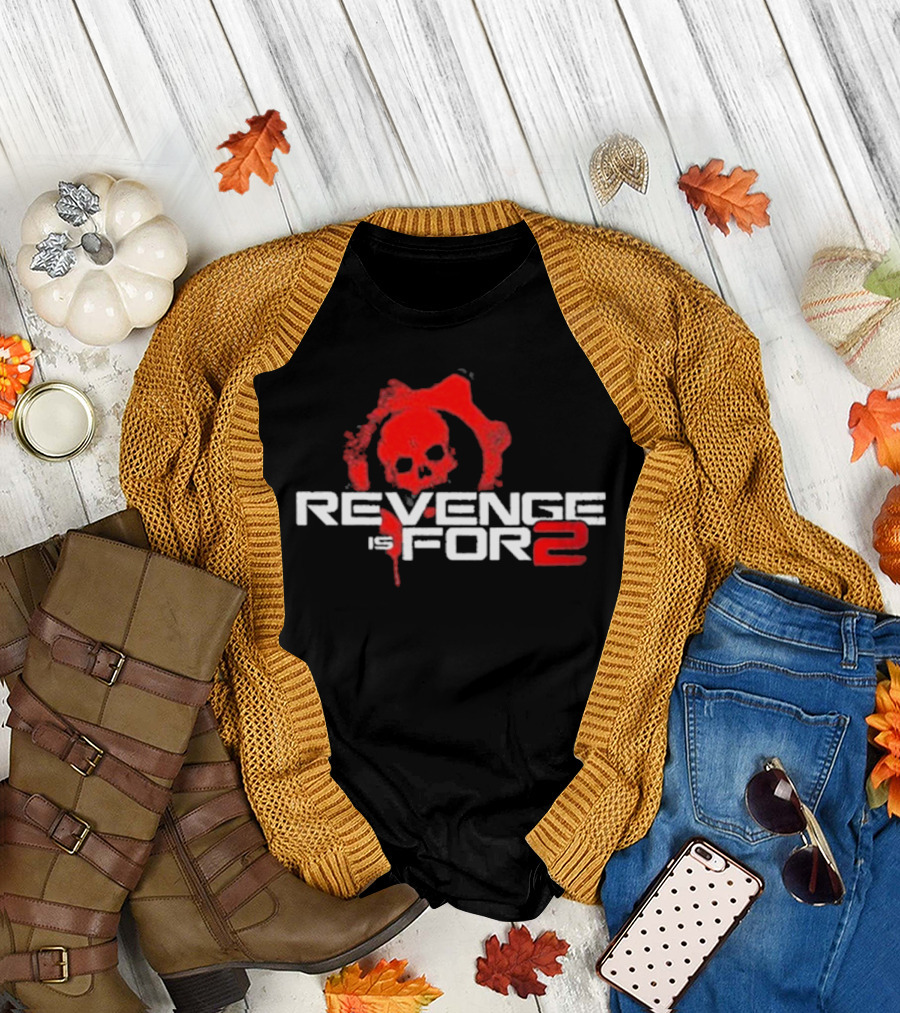 Revenge For 2 Skull Emblem Blood Splatter T-Shirt