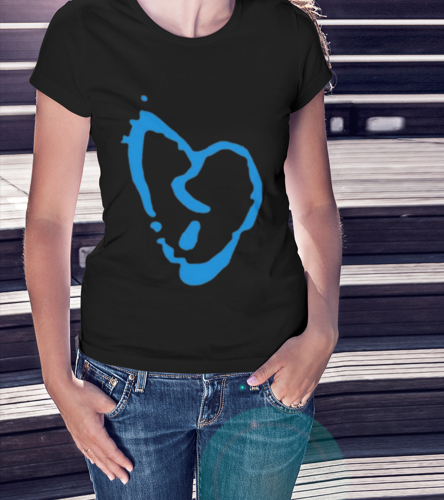 Revenge Lightning Heartbreak Blue Broken Heart Outline T-Shirt