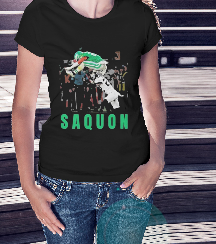 Saquon Reverse Hurdle Eagles Football Action T-Shirt