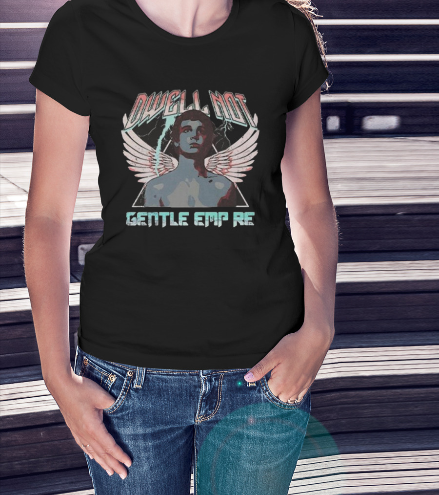 Dwell Not Gentle Empire Winged Figure With Lightning And Triangle Background T-Shirt