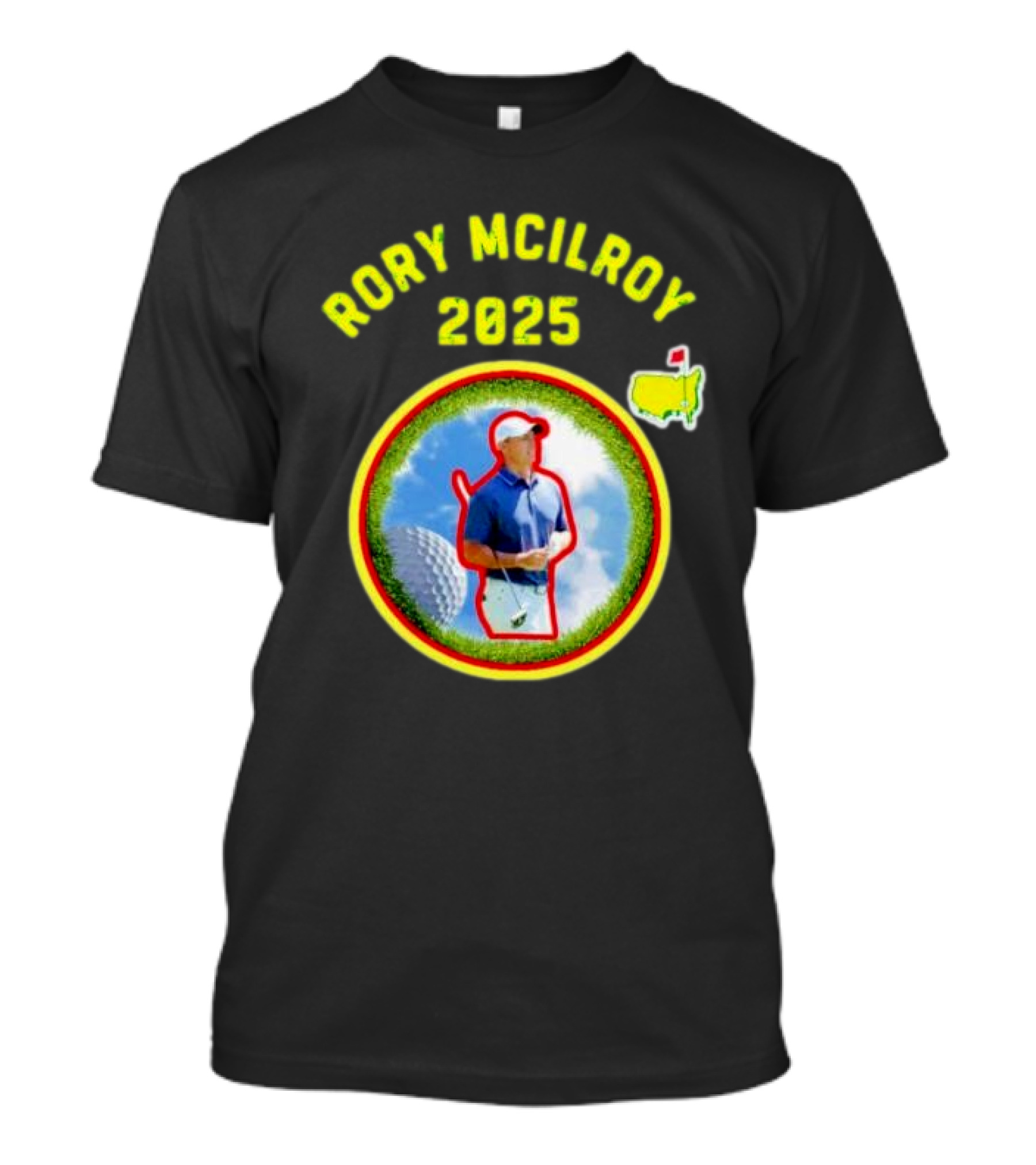 Rory McIlroy 2025 Masters Tournament Vintage Golf Circle Clouds Fairway T-Shirt