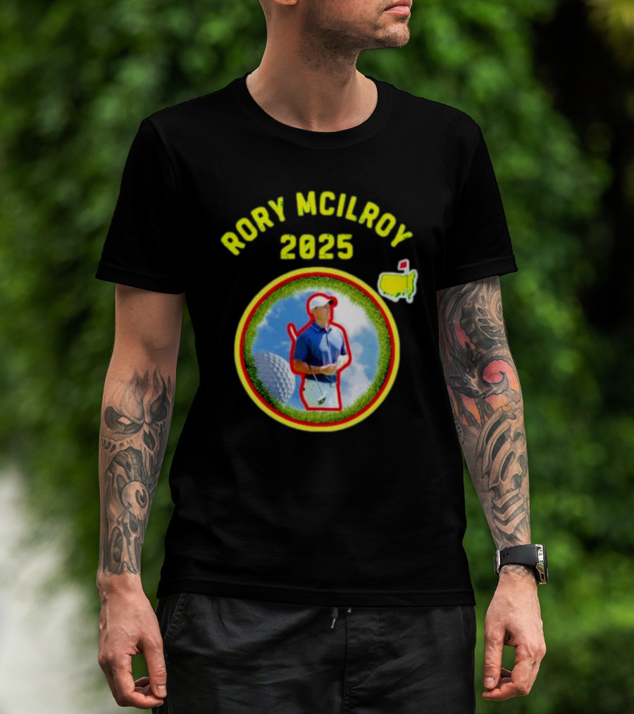 Rory McIlroy 2025 Masters Tournament Vintage Golf Circle Clouds Fairway T-Shirt