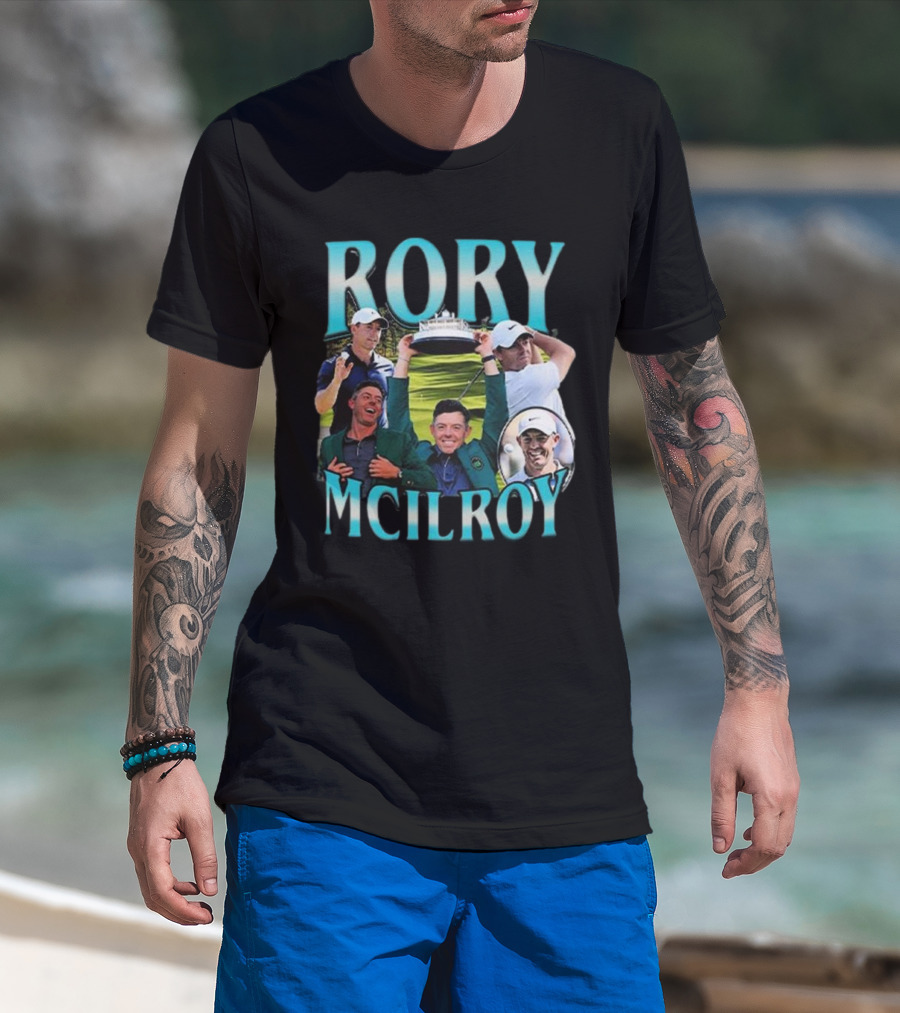 Rory McIlroy Golf Champion Trophy Celebration Collage T-Shirt