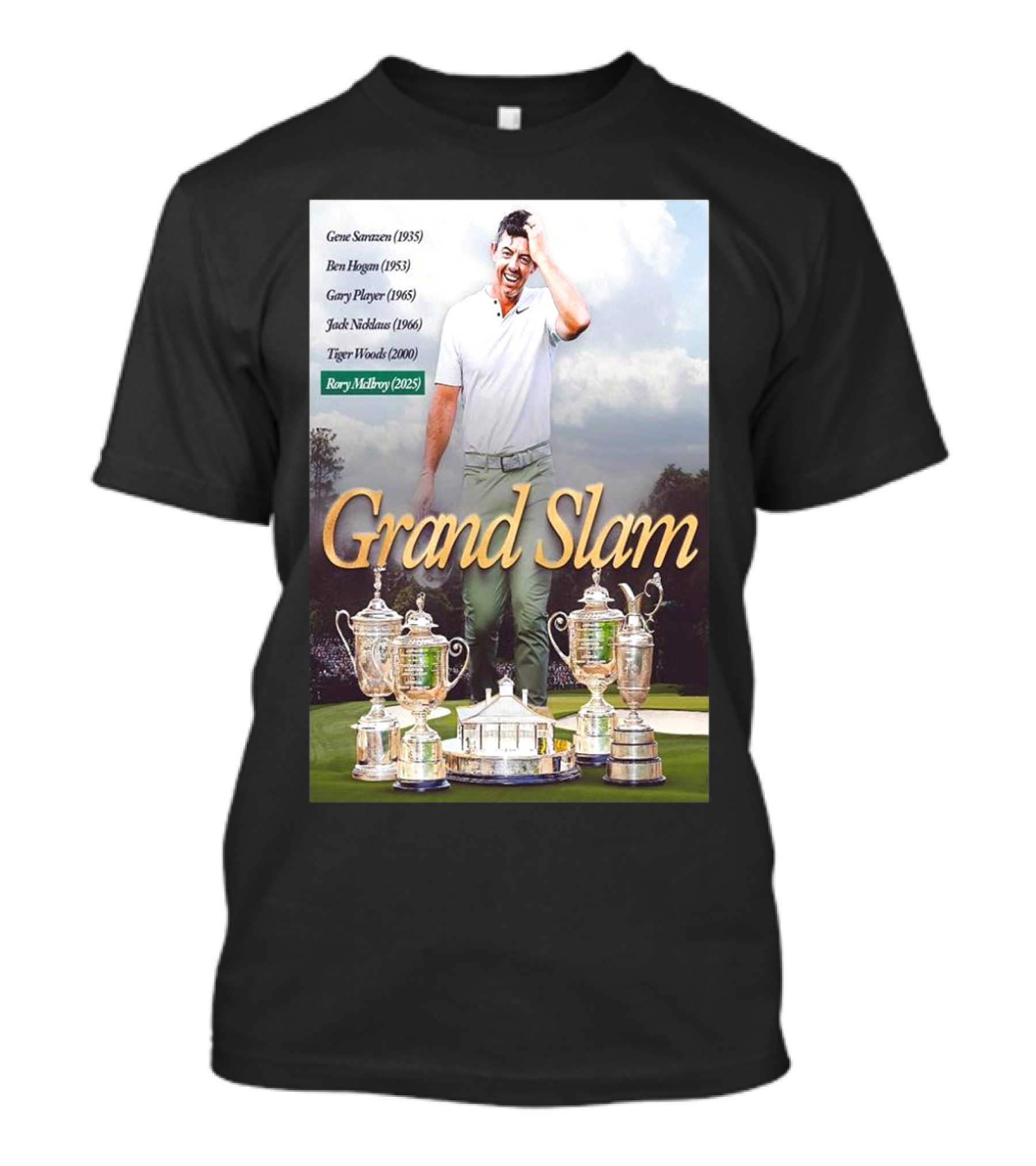 Rory Mcilroy The Champion Of Masters Tournament 2025 Completed Career Grand Slam Of Golf T-Shirt