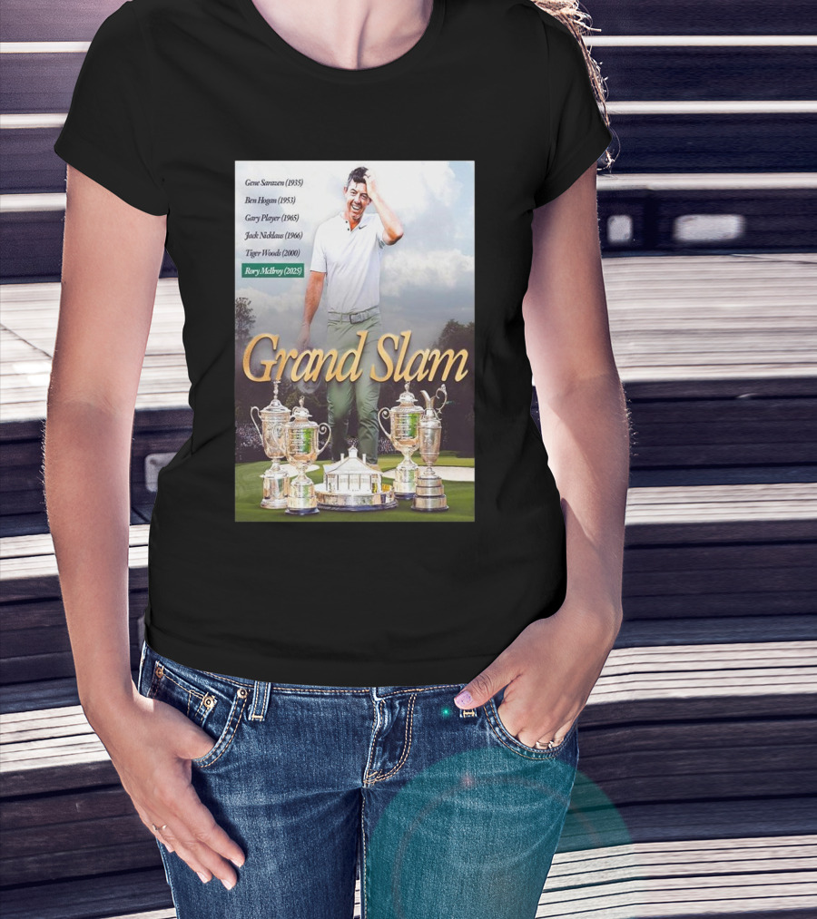Rory Mcilroy The Champion Of Masters Tournament 2025 Completed Career Grand Slam Of Golf T-Shirt