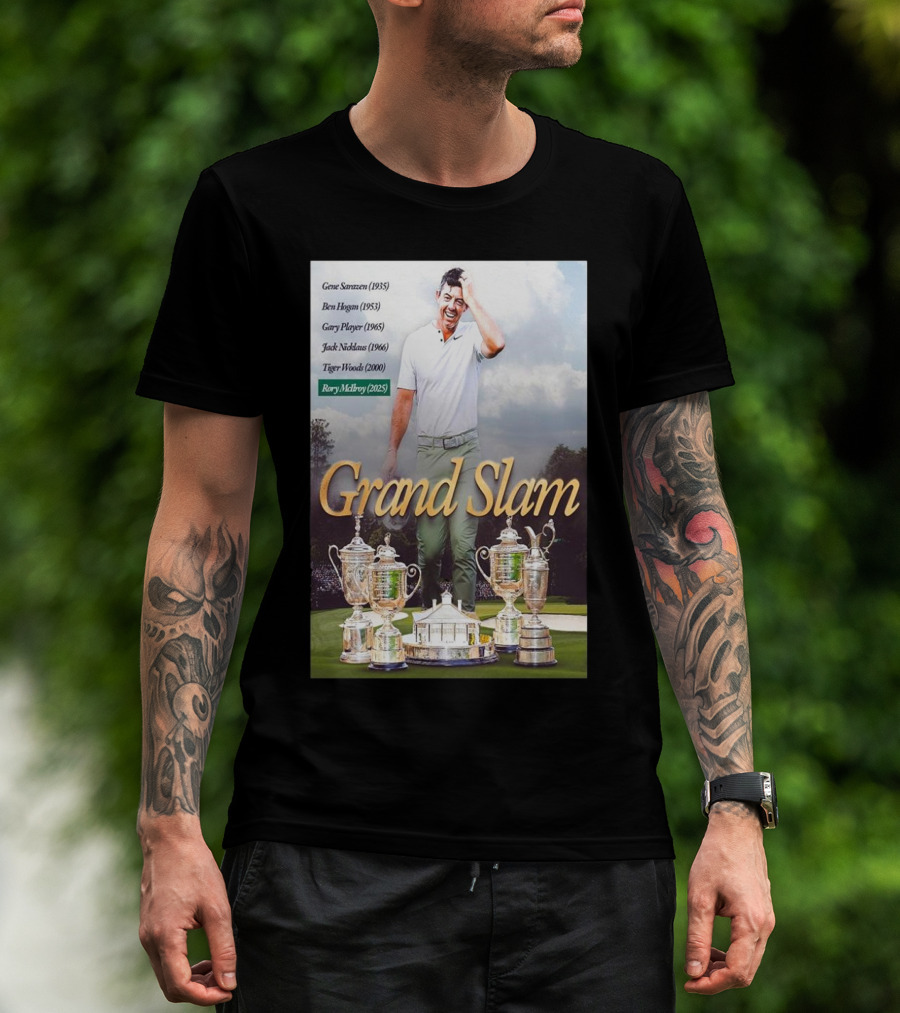 Rory Mcilroy The Champion Of Masters Tournament 2025 Completed Career Grand Slam Of Golf T-Shirt