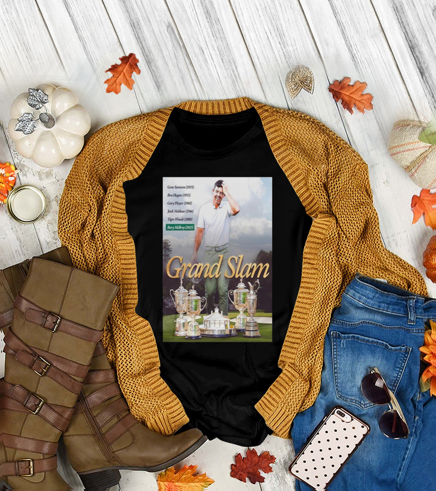 Rory Mcilroy The Champion Of Masters Tournament 2025 Completed Career Grand Slam Of Golf T-Shirt