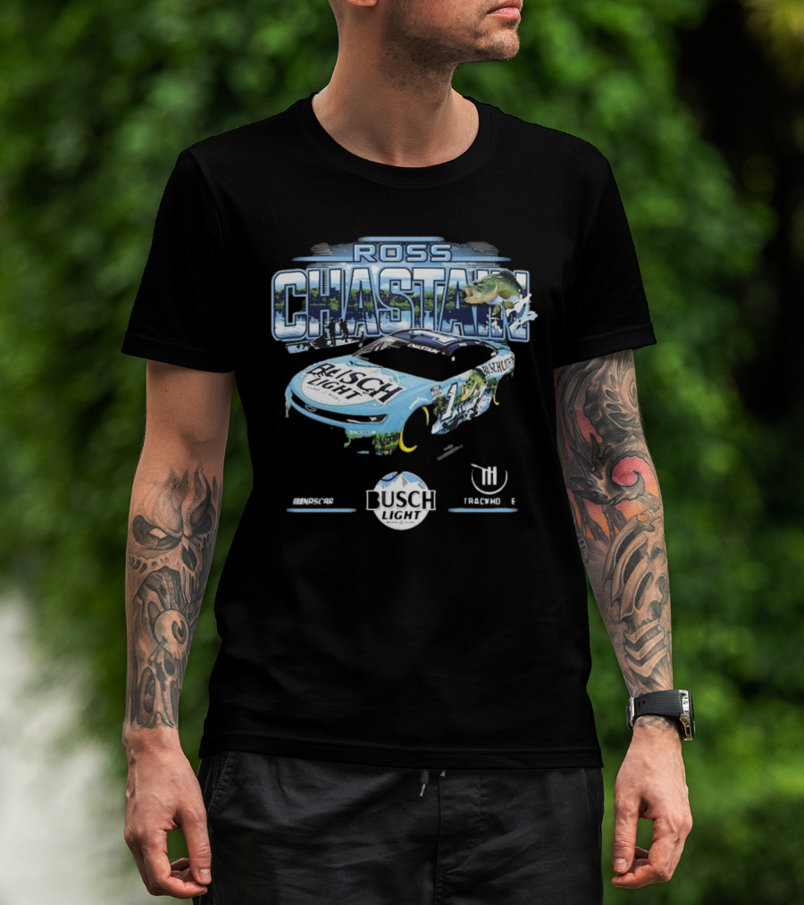 Ross Chastain Busch Light Trackhouse Racing Team Bass Car T-Shirt