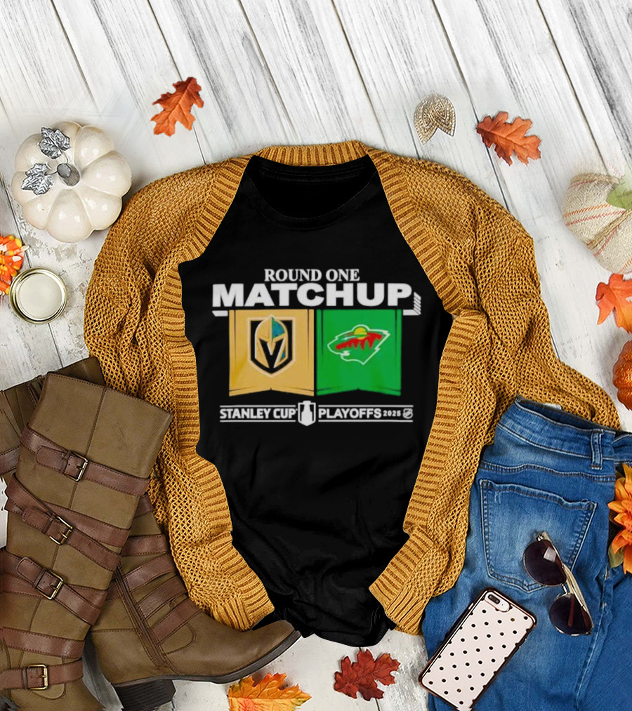 Round One Matchup Vegas Golden Knights Vs Minnesota Wild Stanley Cup Playoffs 2025 T-Shirt