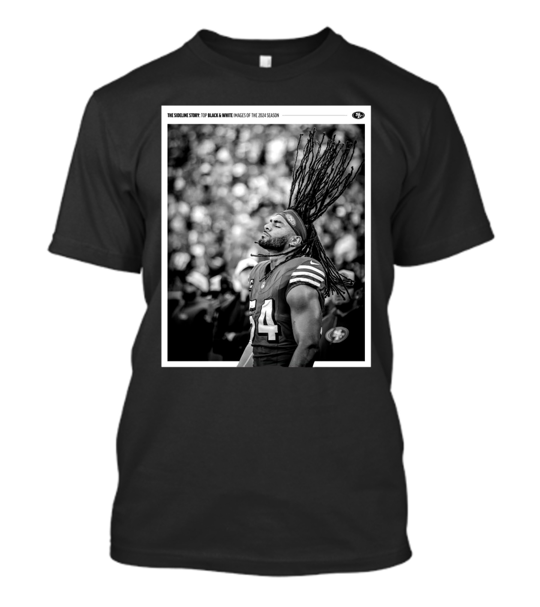 San Francisco 49ers Fred Warner The Sideline Story Top Black And White Images Of The 2024 Season T-Shirt