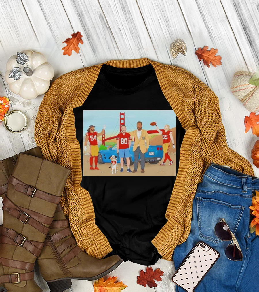 San Francisco 49ers Players With Golden Gate Bridge Football Scene T-Shirt