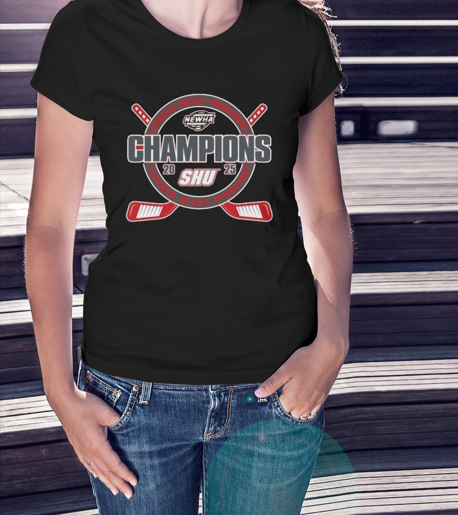 Sacred Heart Pioneers 2025 NEWHA Women's Hockey Tournament Champions SHU T-Shirt