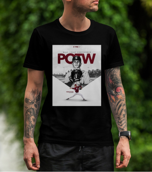 West Coast Conference POTW Max Bayles Pitcher Of The Week Santa Clara Broncos T-Shirt