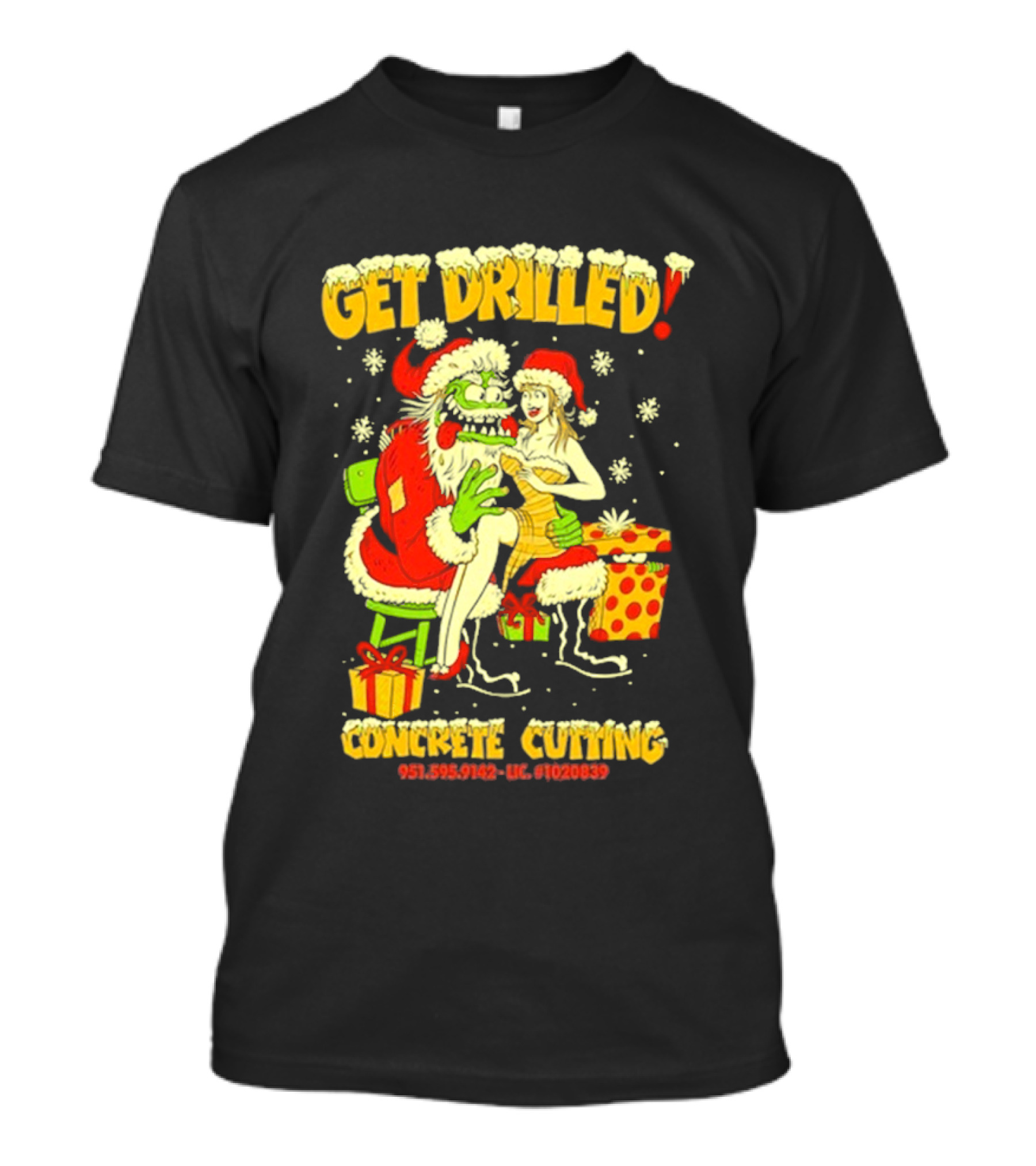 Get Drilled Santa Concrete Cutting Christmas 2024 T-Shirt