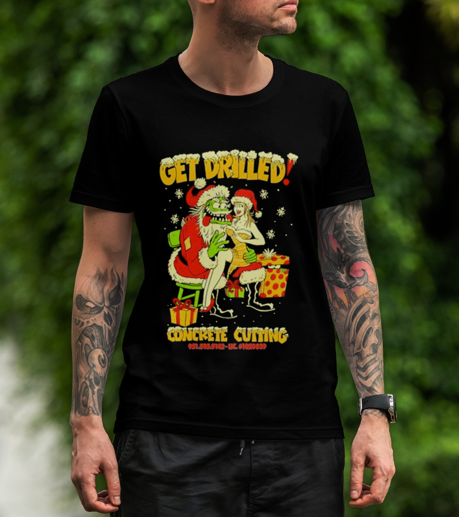 Get Drilled Santa Concrete Cutting Christmas 2024 T-Shirt