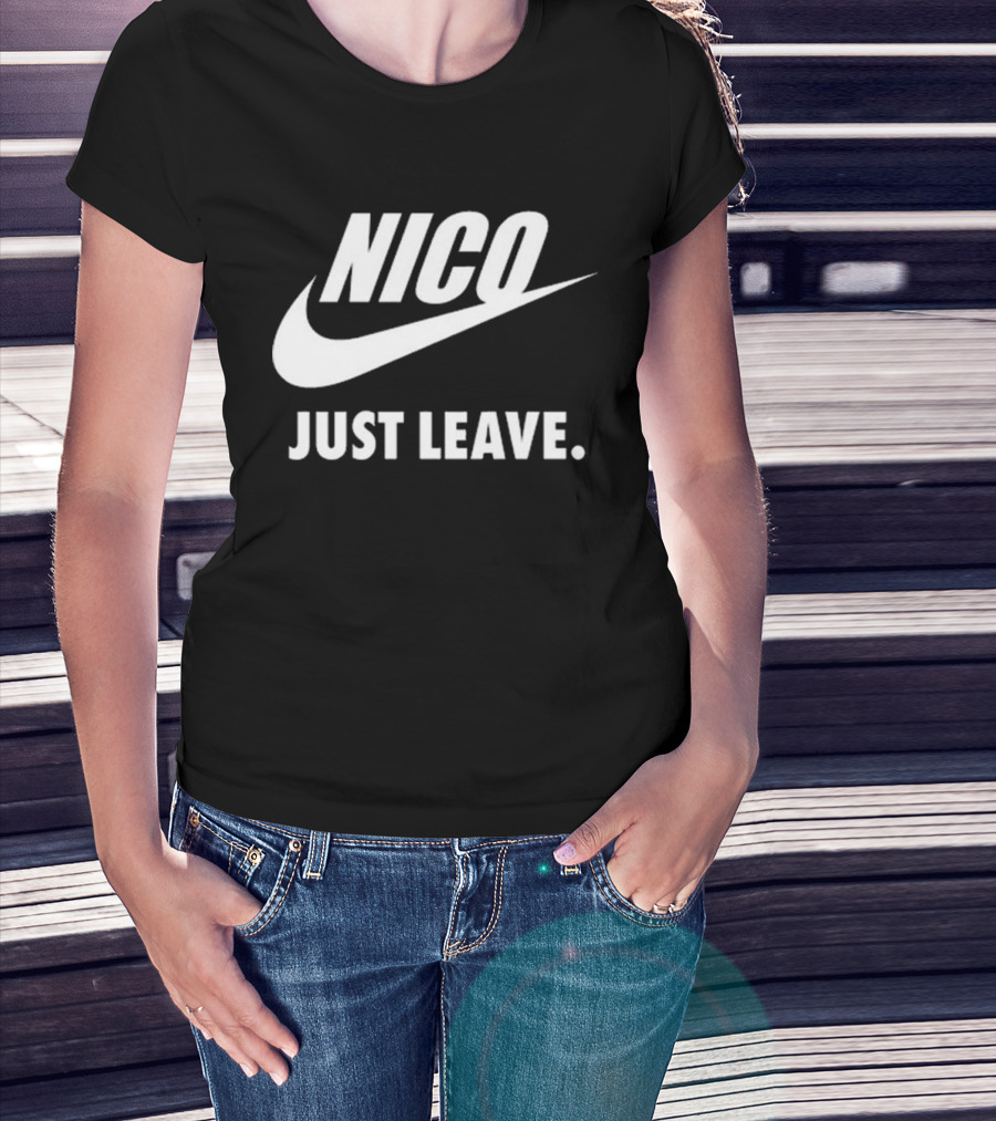 Nico Just Leave Swoosh Parody T-Shirt