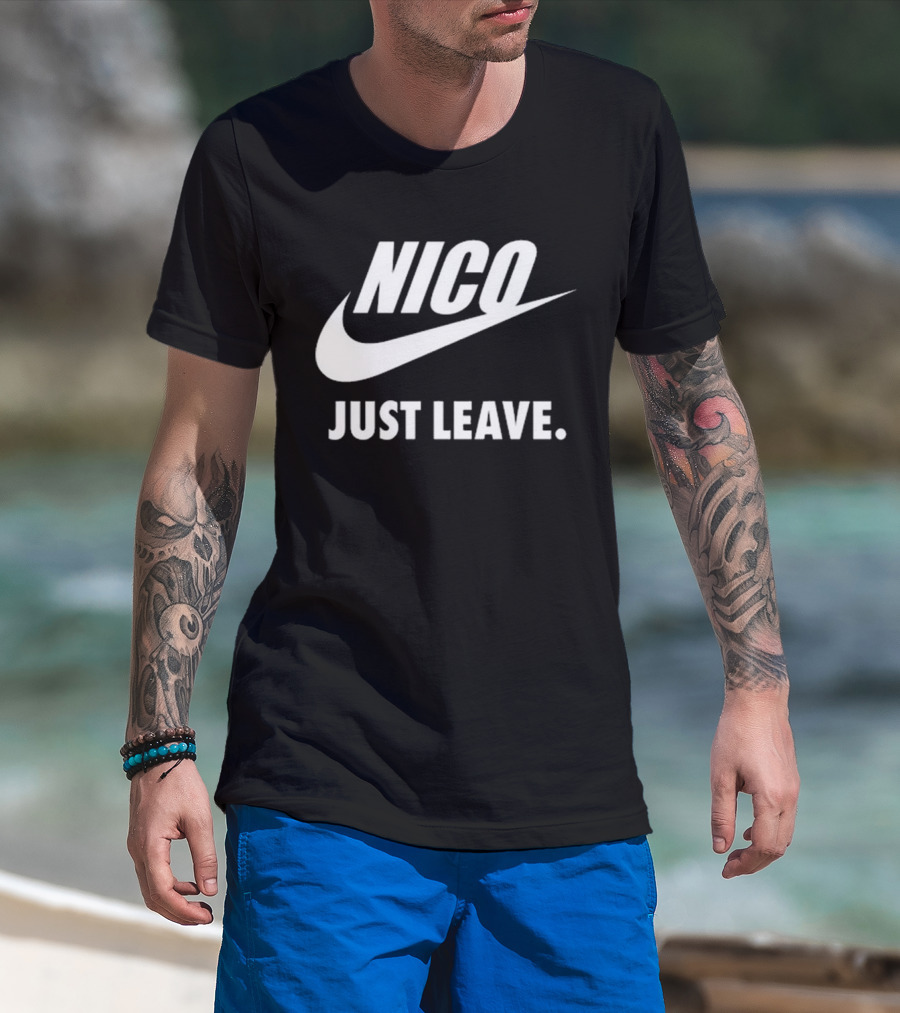Nico Just Leave Swoosh Parody T-Shirt