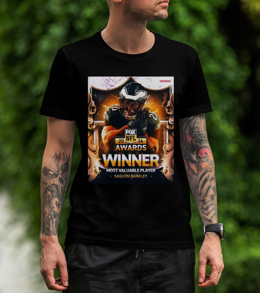 FOXNFL 2024 Awards Saquon Barkley Philadelphia Eagles Winner Most Valuable Player T-Shirt