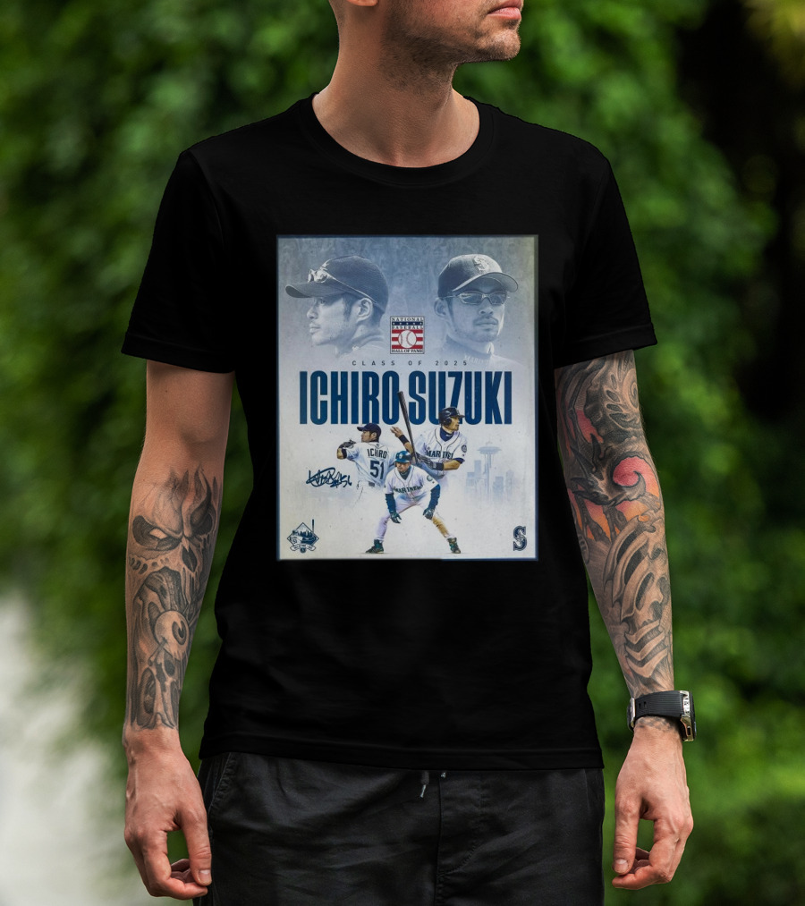 Seattle Mariners Ichiro Suzuki National Baseball Hall Of Fame Class Of 2025 Signature Mariners 51 T-Shirt