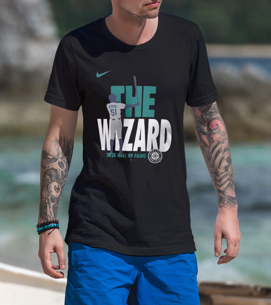Nike Seattle Mariners Ichiro Suzuki The Wizard 2025 Hall Of Fame T-Shirt