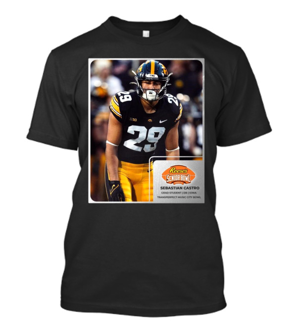 Reese's Senior Bowl Sebastian Castro Grad Student DB Iowa Transperfect Music City Bowl T-Shirt