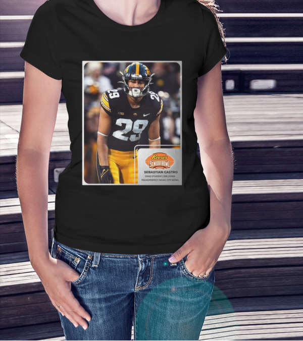 Reese's Senior Bowl Sebastian Castro Grad Student DB Iowa Transperfect Music City Bowl T-Shirt