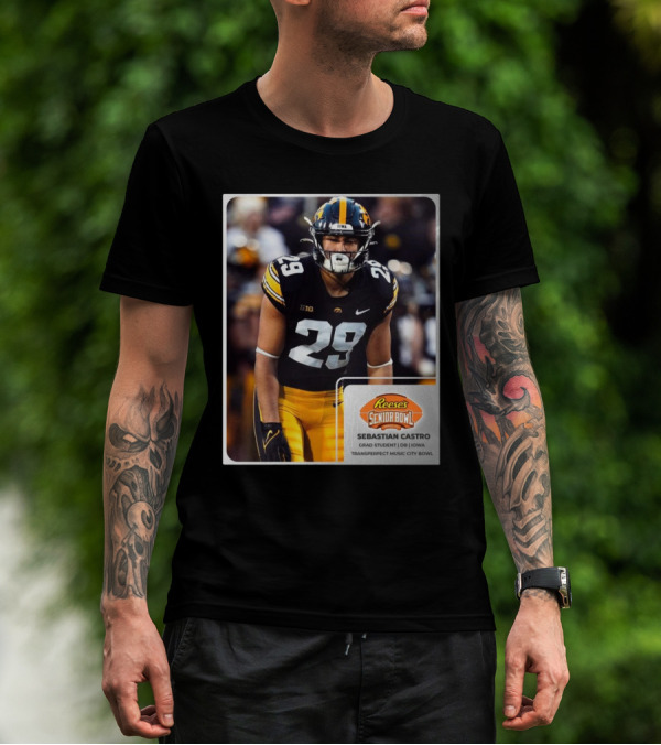 Reese's Senior Bowl Sebastian Castro Grad Student DB Iowa Transperfect Music City Bowl T-Shirt
