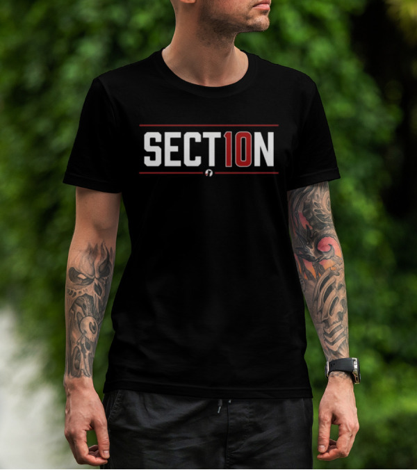SECT10N Wordmark Red And White Text T-Shirt