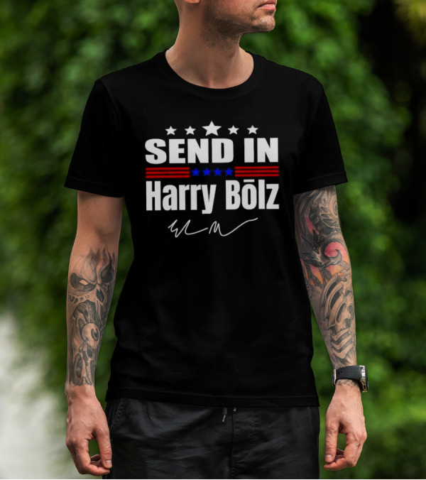 Send In Harry Bölz Signature USA Stripes Flags Stars T-Shirt