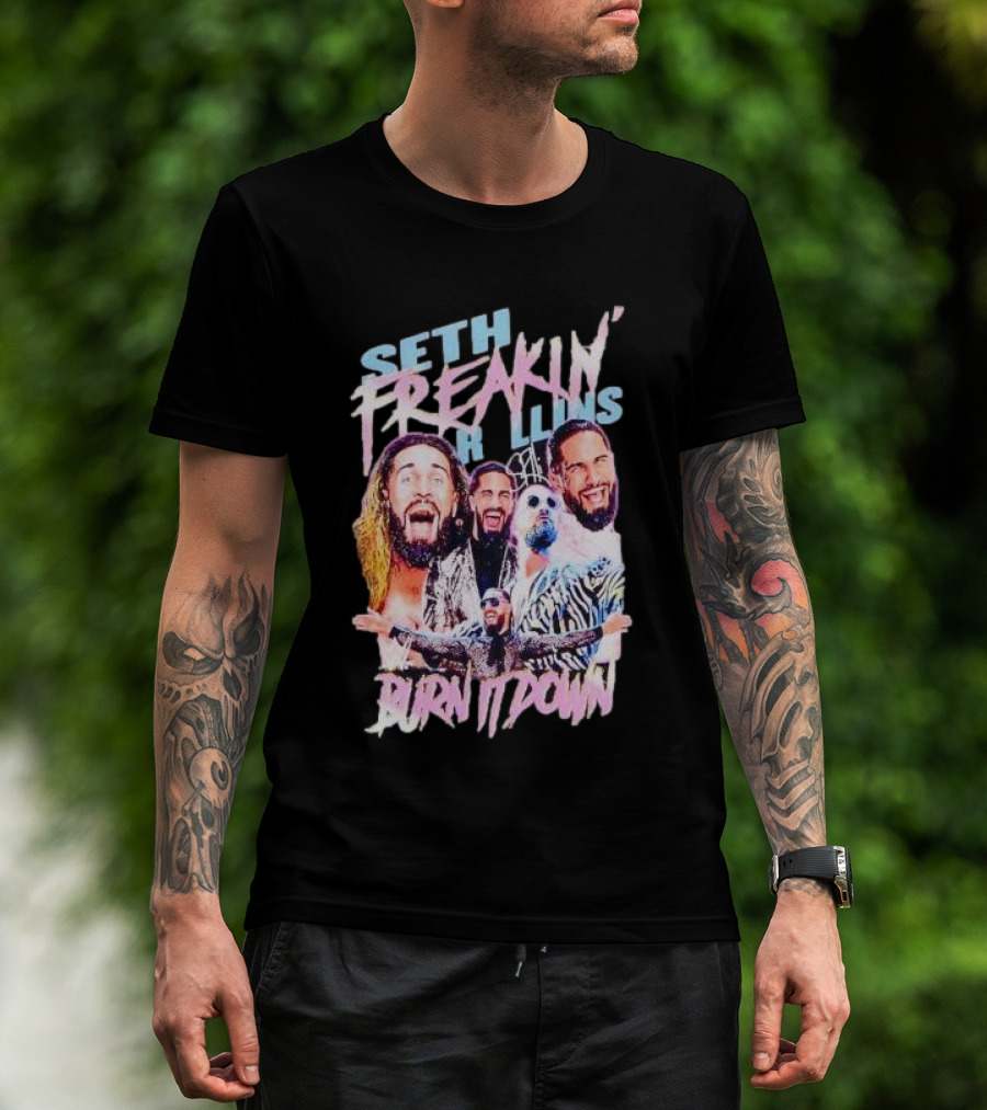 Seth Rollins Freakin' Burn It Down WWE Wrestler Collage T-Shirt