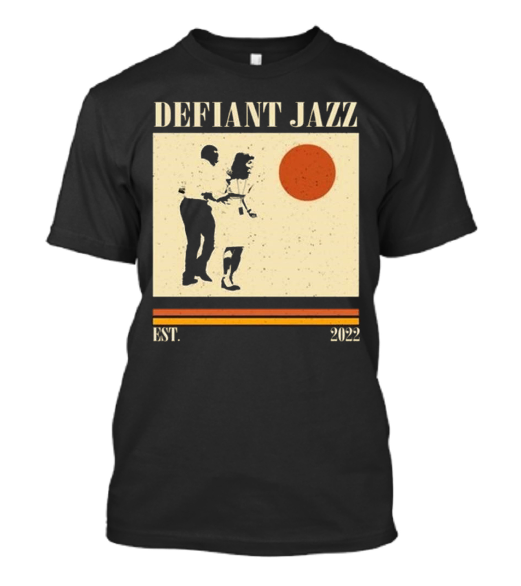 Defiant Jazz Est 2022 Dancing Silhouette With Orange Circle T-Shirt