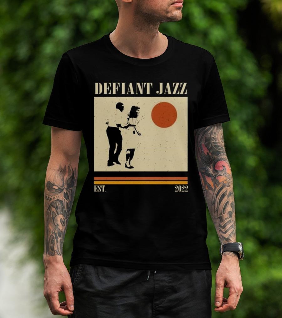 Defiant Jazz Est 2022 Dancing Silhouette With Orange Circle T-Shirt