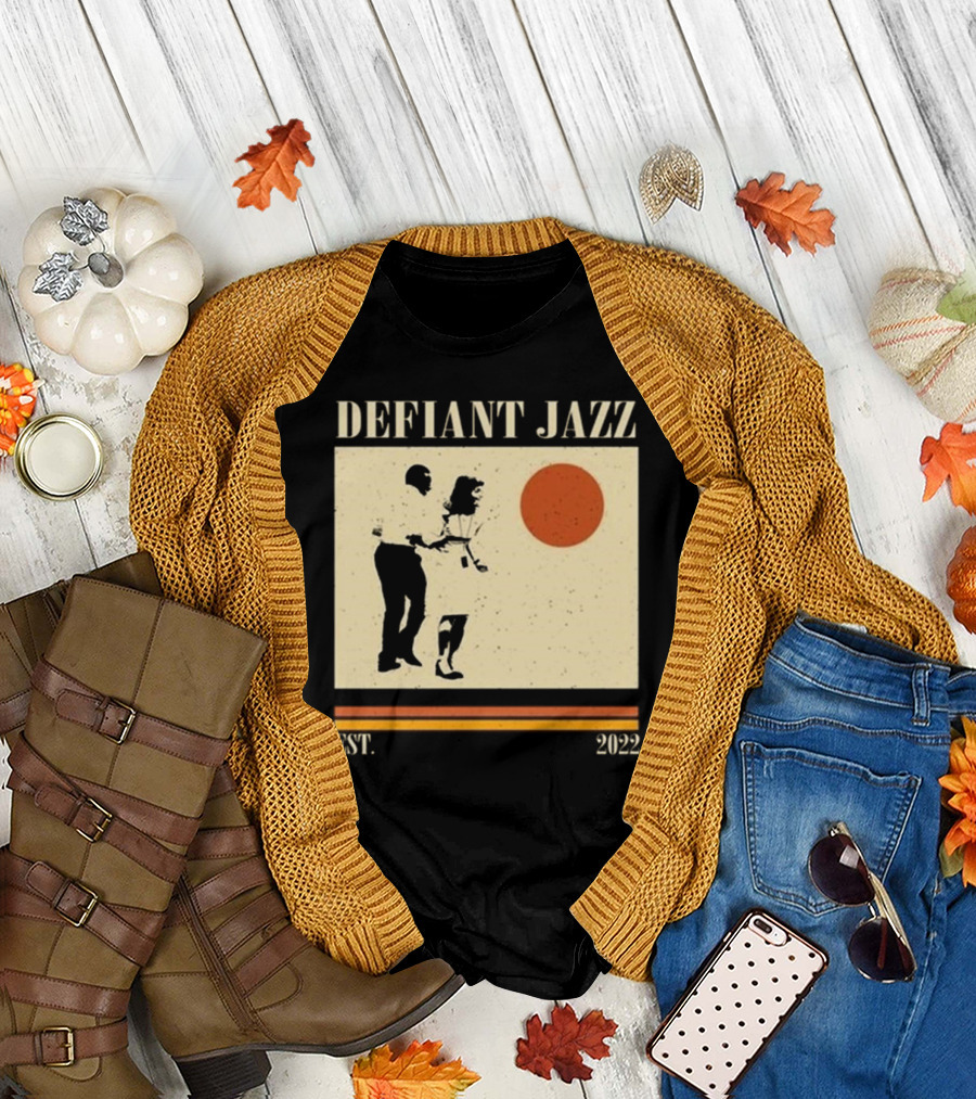 Defiant Jazz Est 2022 Dancing Silhouette With Orange Circle T-Shirt