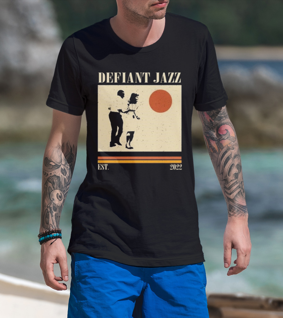 Defiant Jazz Est 2022 Dancing Silhouette With Orange Circle T-Shirt