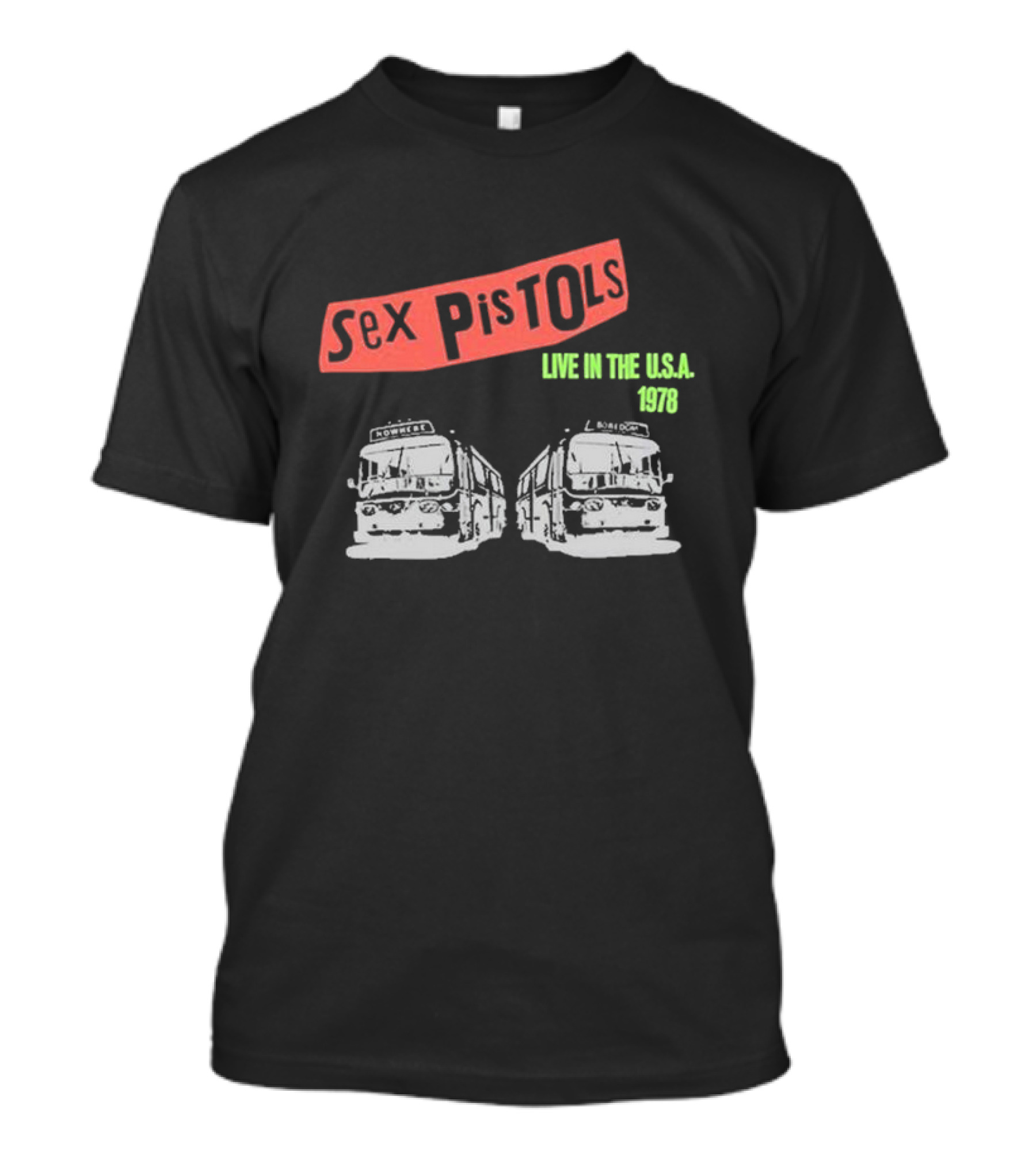 Sex Pistols Live In The USA 1978 Tour Buses Retro Style T-Shirt