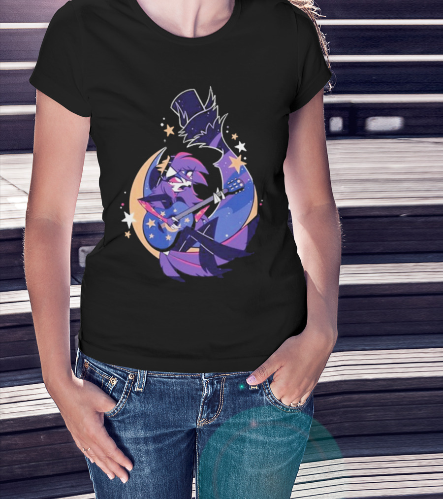 Sharkrobot I Will Be Okay Celestial Guitarist Fox In Top Hat With Stars And Moon T-Shirt