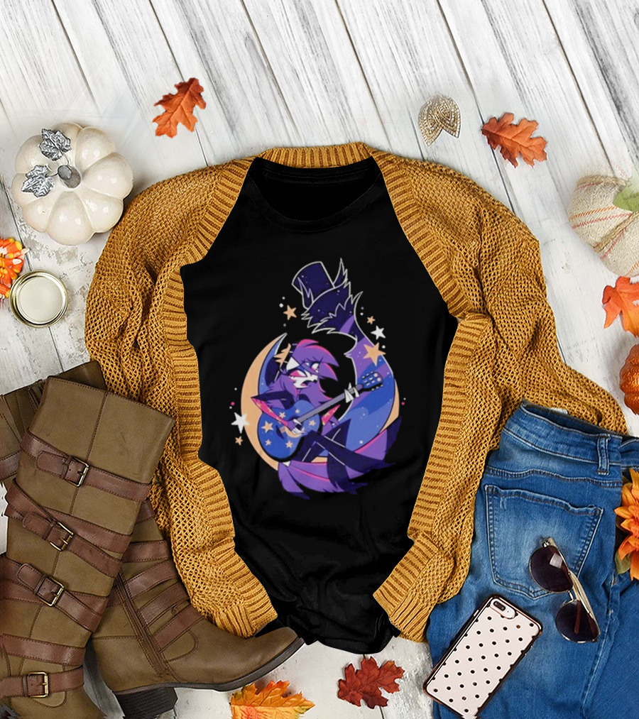 Sharkrobot I Will Be Okay Celestial Guitarist Fox In Top Hat With Stars And Moon T-Shirt