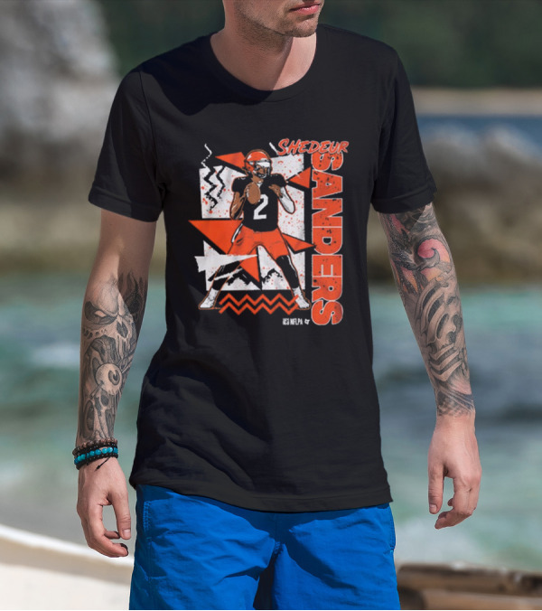 Shedeur Sanders 90s Style Retro Football Illustration T-Shirt