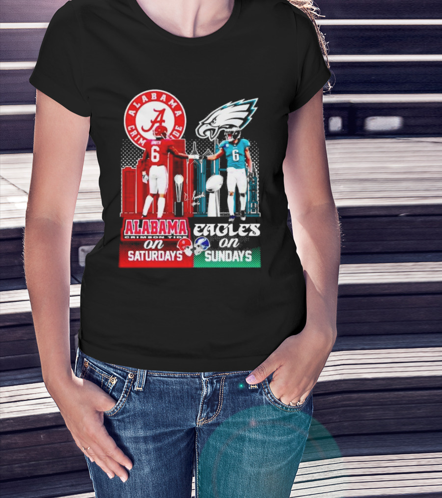 Alabama Crimson Tide Saturdays And Philadelphia Eagles Sundays Smith T-Shirt