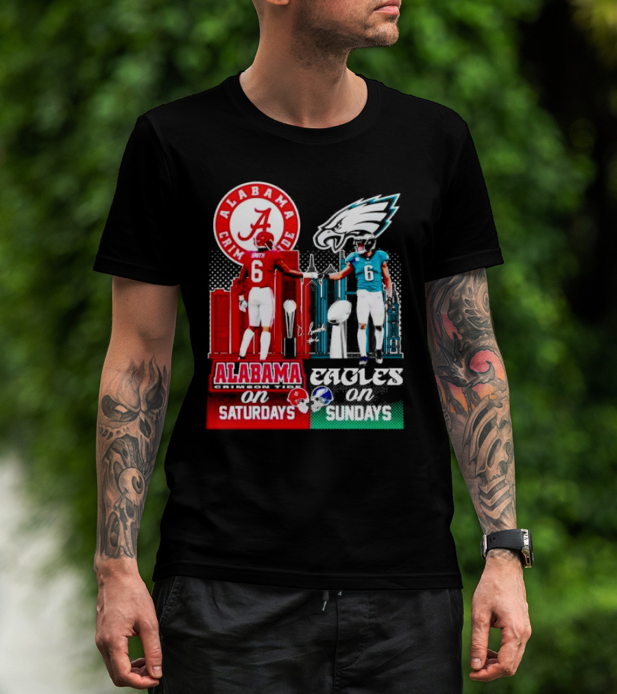 Alabama Crimson Tide Saturdays And Philadelphia Eagles Sundays Smith T-Shirt