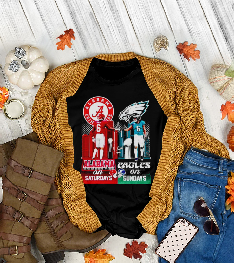 Alabama Crimson Tide Saturdays And Philadelphia Eagles Sundays Smith T-Shirt
